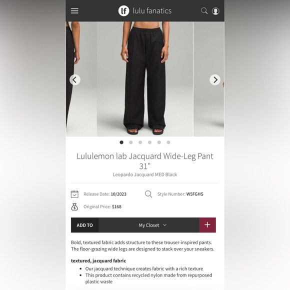 118. Lululemon lab Jacquard Wide-Leg Pant 31" in Leopardo Jacquard MED Black - Picture 7 of 7